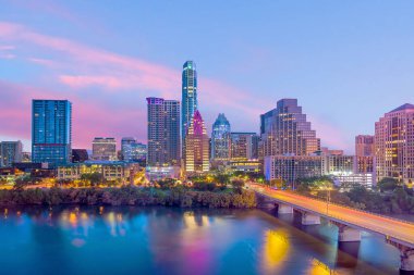 Austin, Teksas 'ın merkezindeki Skyline, ABD