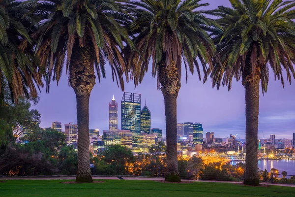 Skyline Centre Ville Perth Australie Crépuscule — Photo