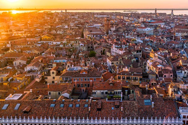 Top View Old City Vanice Sunset Italy — стокове фото