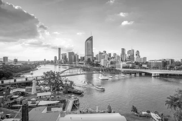 Brisbane Stad Skyline Brisbane Rivier Bij Schemering Australië — Stockfoto