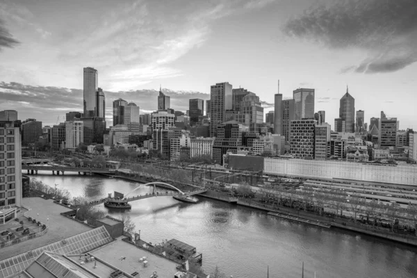 Skyline Melbourne Crépuscule Australie — Photo