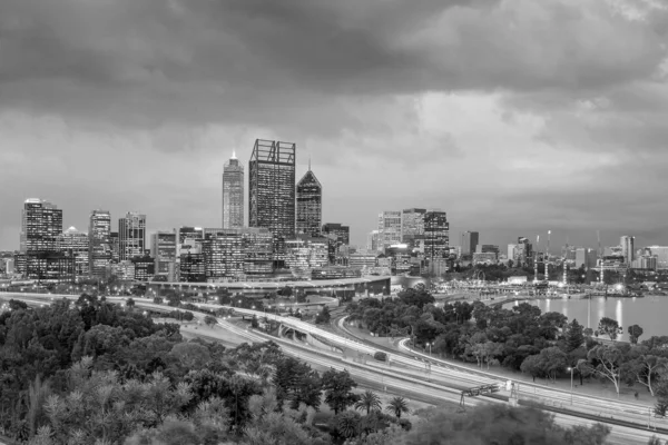 Skyline Centre Ville Perth Australie Crépuscule — Photo