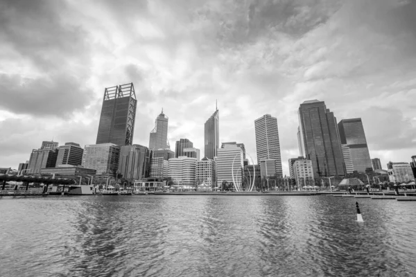 Downtown Perth Skyline Australië Bij Schemering — Stockfoto