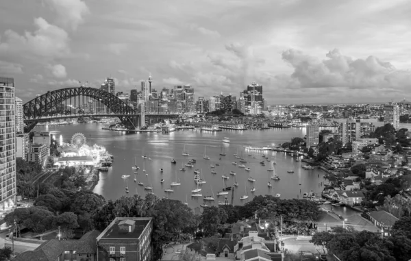 Downtown Sydney Skyline Austrália Crepúsculo — Fotografia de Stock