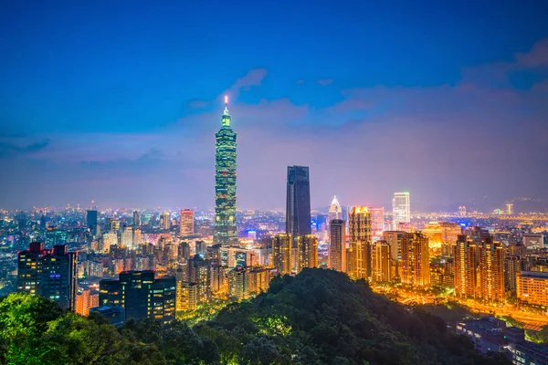 Ciudad Taipei Skyline Crepúsculo Taiwán — Foto de Stock