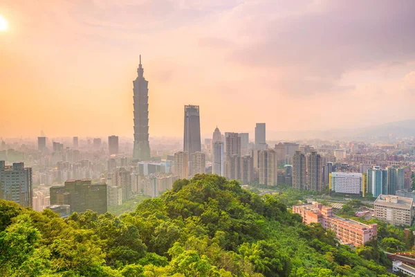 Skyline Ville Taipei Crépuscule Taiwan — Photo