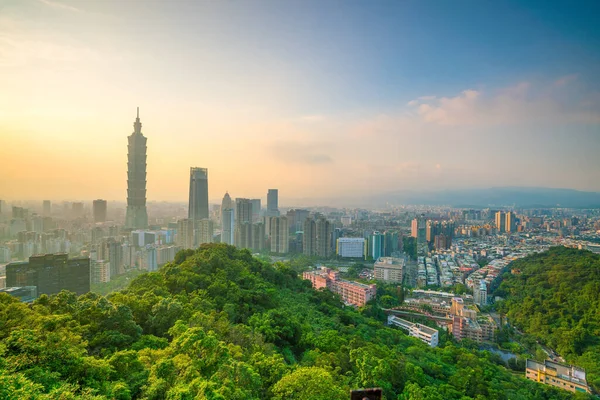 Skyline Ville Taipei Crépuscule Taiwan — Photo