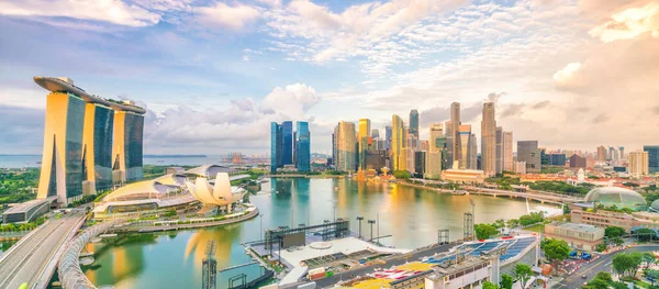 Singapore Centrum Skyline Baai Gebied Bij Zonsondergang — Stockfoto