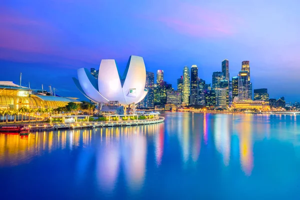 Singapore Centrum Skyline Baai Gebied Bij Schemering — Stockfoto