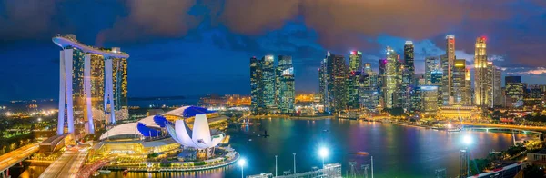 Centro Singapura Skyline Área Baía Crepúsculo — Fotografia de Stock