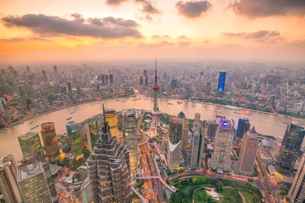 View Downtown Shanghai Skyline Twilight China — Stock Photo, Image