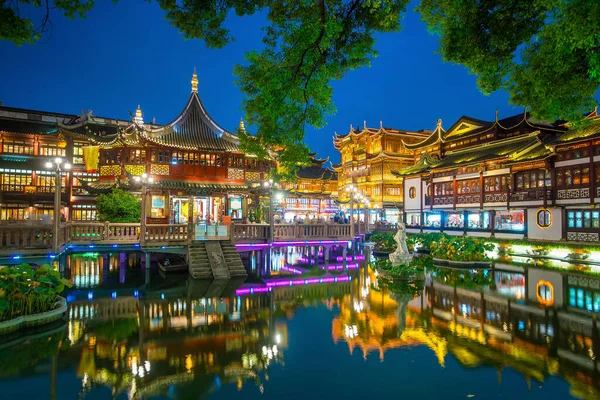 Shanghai Kina Syn Den Traditionella Yuyuan Garden District Skymningen — Stockfoto