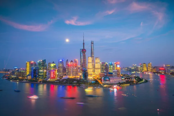 Widok Centrum Szanghaju Zmierzchu Chinach — Zdjęcie stockowe