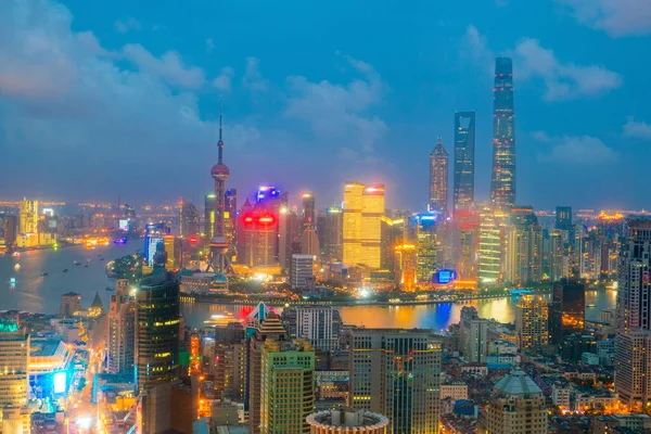 Vista Del Horizonte Del Centro Shanghai Crepúsculo China — Foto de Stock
