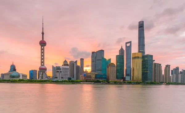 Vista Centro Xangai Skyline Crepúsculo China — Fotografia de Stock