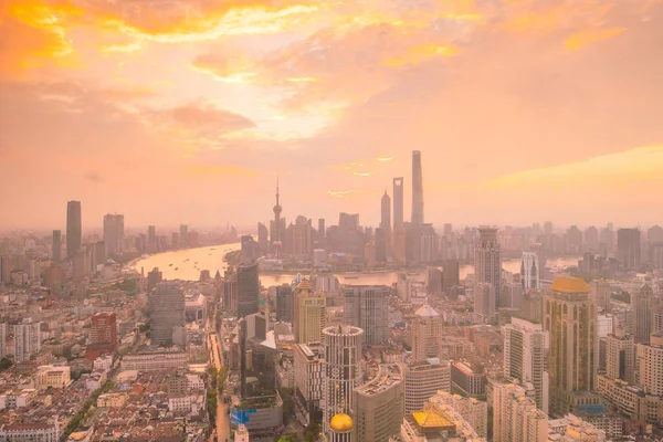 Vue Horizon Centre Ville Shanghai Crépuscule Chine — Photo
