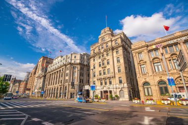 SHANGHAI - 1 Eylül 2017 'de Bund Şangay Finans Bölgesi. Şangay 'ın en ünlü turistik merkezlerinden biridir.