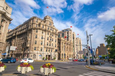 SHANGHAI - 1 Eylül 2017 'de Bund Şangay Finans Bölgesi. Şangay 'ın en ünlü turistik merkezlerinden biridir.