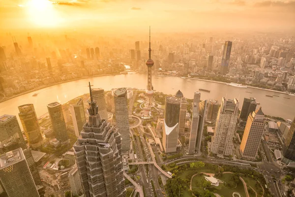 View Downtown Shanghai Skyline Sunset China — Stock Photo, Image