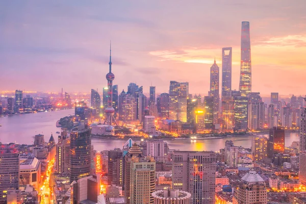 View Downtown Shanghai Skyline Twilight China — Stock Photo, Image