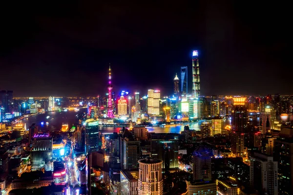 Vista Centro Xangai Skyline Crepúsculo China — Fotografia de Stock