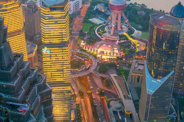 Vista Del Horizonte Del Centro Shanghai Crepúsculo China —  Fotos de Stock