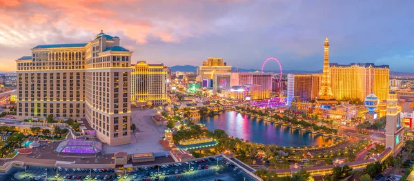 Vista Aérea Franja Las Vegas Nevada Como Noche — Foto de Stock