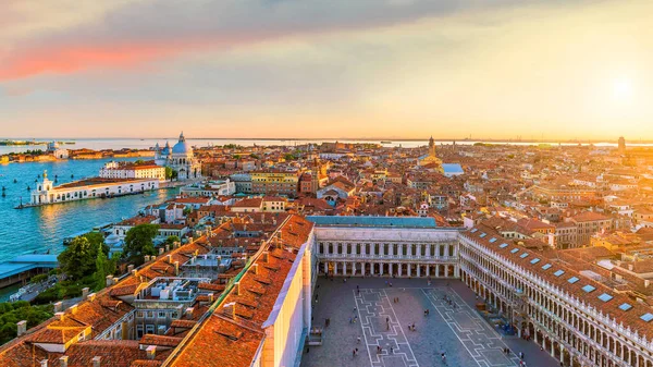 Top View Old City Vanice Sunset Italy — стокове фото