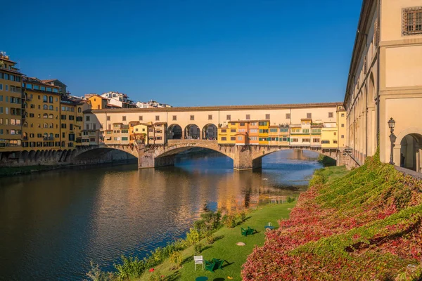 Ponte Vecchio Nad Rzeką Arno Florencji Toskania Włochy — Zdjęcie stockowe