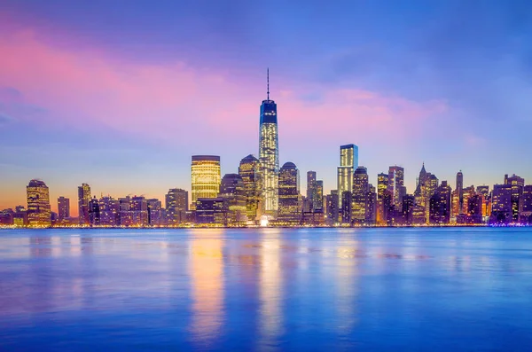 Manhattan Skyline Bij Schemering New York City — Stockfoto