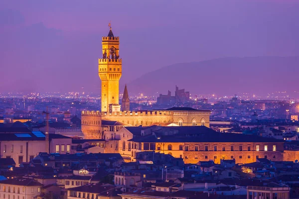 Italia Florencia Palazzo Vecchio Plaza Atardecer — Foto de Stock