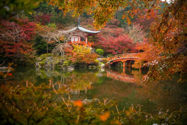 Krajina Chrámu Daigo Barevnými Javory Podzim Kjóto Japonsko — Stock fotografie