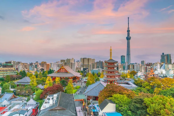 Veduta Dello Skyline Tokyo Con Tempio Senso Crepuscolo Giappone — Foto Stock
