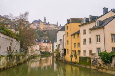 Eski Lüksemburg şehrinin Skyline 'ı Lüksemburg' un üst manzarasından