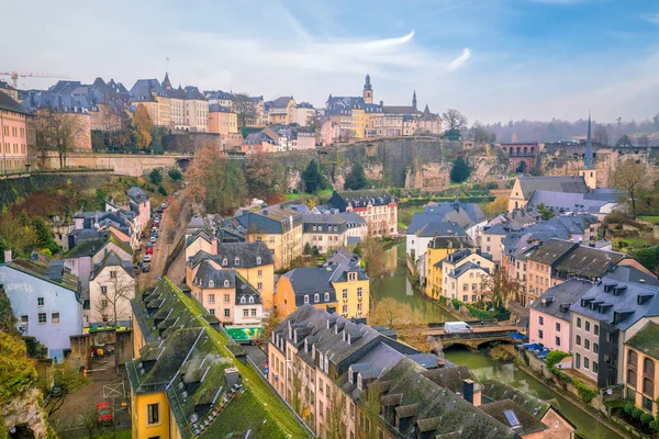 Eski Lüksemburg Şehrinin Skyline Lüksemburg Üst Manzarasından — Stok fotoğraf