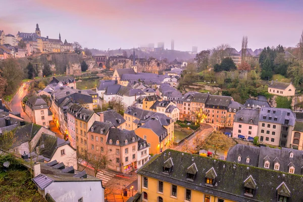 Eski Lüksemburg Şehrinin Skyline Lüksemburg Üst Manzarasından — Stok fotoğraf