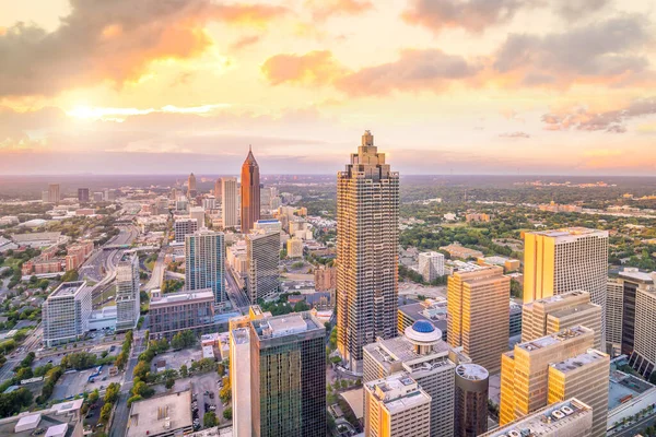 Skyline Města Atlanta Při Západu Slunce Gruzii Usa — Stock fotografie