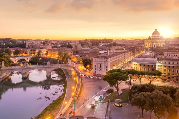 Vista Superior Del Horizonte Ciudad Roma Desde Castel Sant Angelo — Foto de Stock