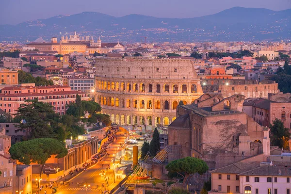 Vista Superior Del Horizonte Roma Con Coliseo Desde Castel Sant —  Fotos de Stock
