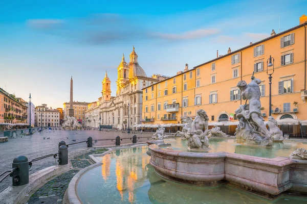 Piazza Navona Rome Italië Bij Schemering — Stockfoto