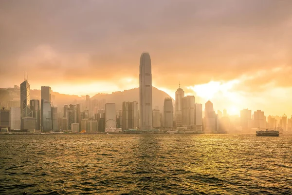 Hong Kong Város Városképe Kínában Panoráma Egész Victoria Harbor — Stock Fotó