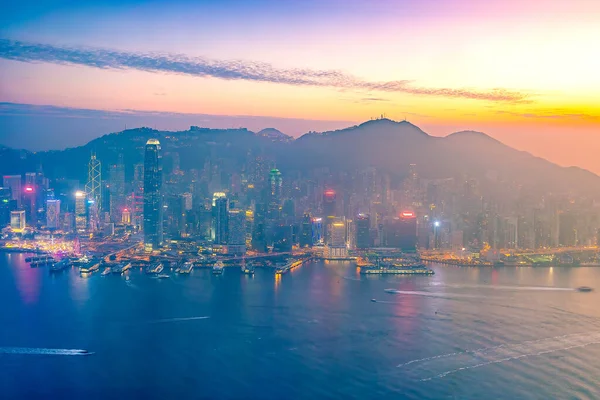 Horizonte Ciudad Hong Kong Con Vista Puerto Victoria Crepúsculo Desde — Foto de Stock