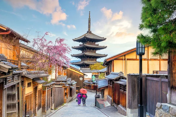 Ciudad Vieja Kioto Durante Temporada Sakura Japón — Foto de Stock