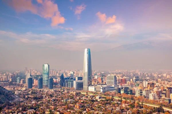 Skyline Santiago Chile Sunset — Stock Photo, Image