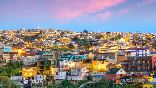 Barrio Histórico Valparaíso Chile Por Noche —  Fotos de Stock