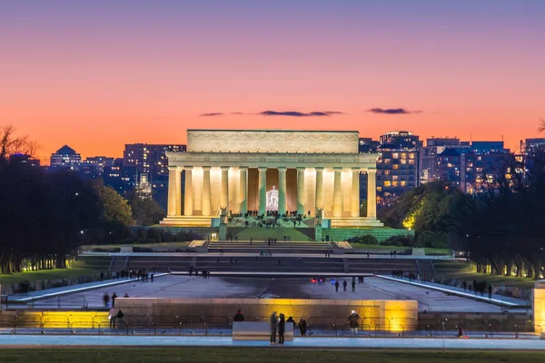 Abraham Lincoln Memorial Waszyngtonie Stany Zjednoczone Zmierzchu — Zdjęcie stockowe