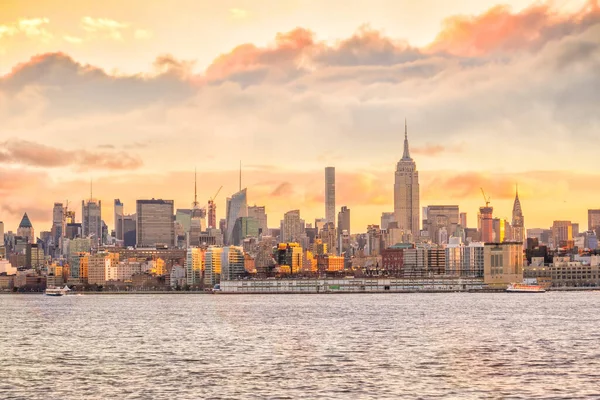 Prachtige Zonsondergang Brooklyn Bridge New York City Verenigde Staten — Stockfoto
