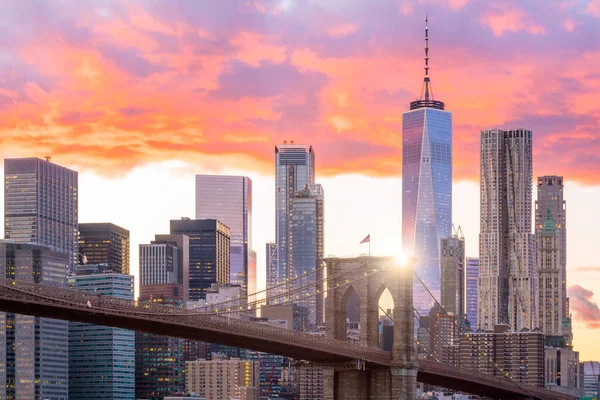 Beautiful Sunset Brooklyn Bridge New York City United States — Stock Photo, Image