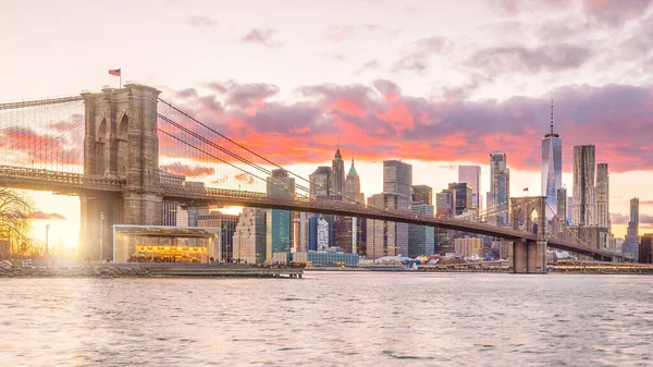 Beautiful Sunset Brooklyn Bridge New York City Estados Unidos — Fotografia de Stock
