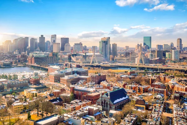 Skyline Boston Massachusetts Usa Inverno — Foto Stock